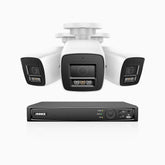 H800 - Zestaw do Monitoringu PoE 3 Kamery 4K z 4-Kanałowy Rejestratorem NVR, Noktowizor kolorowy i IR, 1/2.4" progresywny sensor CMOS, Identyfikacji osób lub pojazdów, Wbudowany mikrofon, IP67, Obsługuje RTSP i ONVIF